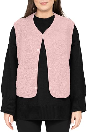 Chaleco Teddy Fleece Mujer contra el Frío de Entretiempo Chaleco Ligero Sin Mangas