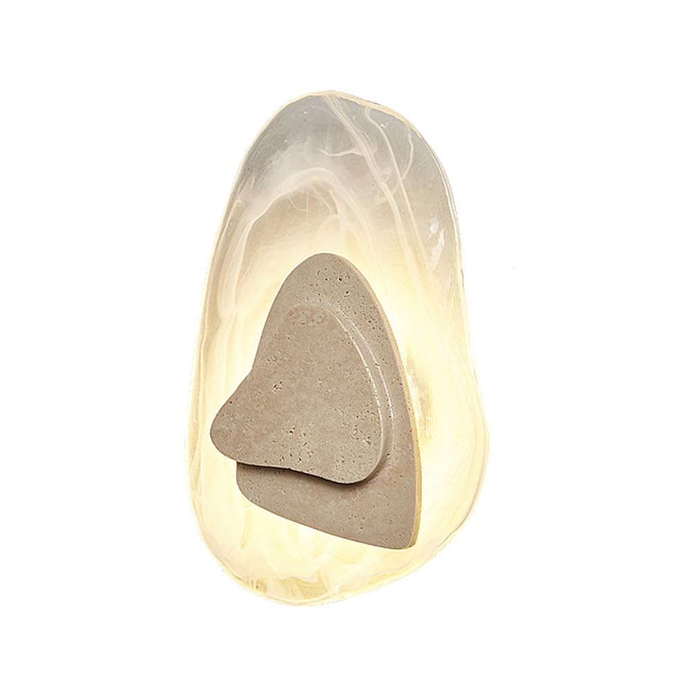 HUAYUSEDF Creative Single-Head Wall Sconce, Modern Minimalist Style Lamp, / Light Source Yellow Travertine Glass, Bedside Entrance Dressing Table Decoration Lighting Fixtures