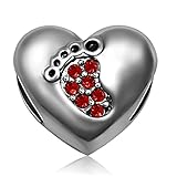 JMQJewelry Grandmother Grandma Baby Kids Love Heart Footprints Birthstone Birthday July Red Womens Beads Charms for Bracelets Nana Valentine Mothers Christmas Jared 2021 Jewelry
