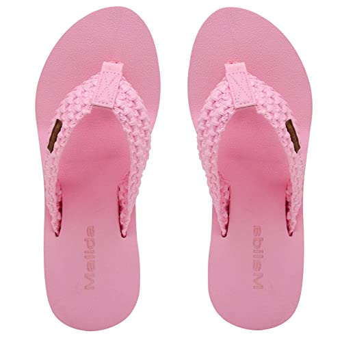 Image of MALIDA Womens Wedge Arch Support Flip Flops Cushion Soft Rubber Midsole Platform Thong Sandals with Rubber Sole