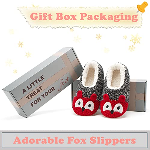 Image of The Metluks Cute Animal House Slippers, Warm Fuzzy Slipper Socks with Grippers Non Slip, Cozy Funny Gifts