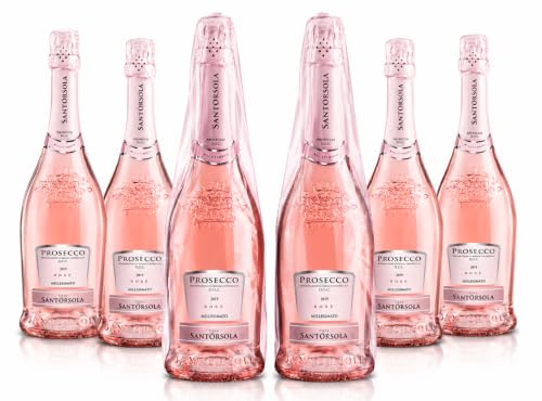 Sant'Orsola - Prosecco D.O.C. Rosè Millesimato Extra Dry, da Uve Glera e Pinot Nero, Gusto Delicato con Note Fruttate e Floreali, 6x750 ml