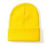NPJY Unisex Beanie for Men and Women Knit Hat Winter Beanies Yellow