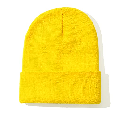 NPJY Unisex Beanie for Men and Women Knit Hat Winter Beanies Yellow