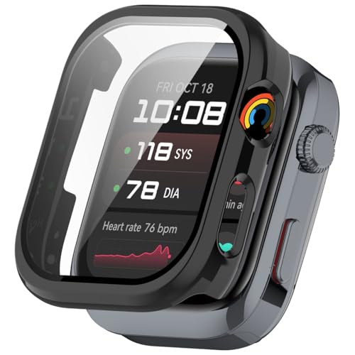 QWYJ Funda for Huawei Watch D2 Case Carcasa PC con Protector de Pantalla de Vidrio Templado para Huawei Watch D2 Funda (Negro)
