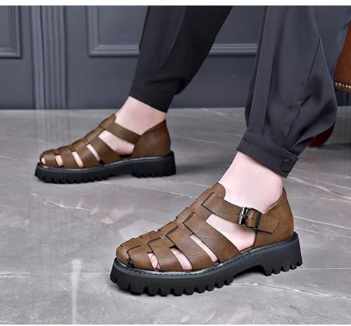 Men's Retro Genuine Leather Thick Soled Fisherman Sandals Summer Outdoor Adjustable Closed Toe Sandals Breathable And Lightweight Arch Support Sandals4