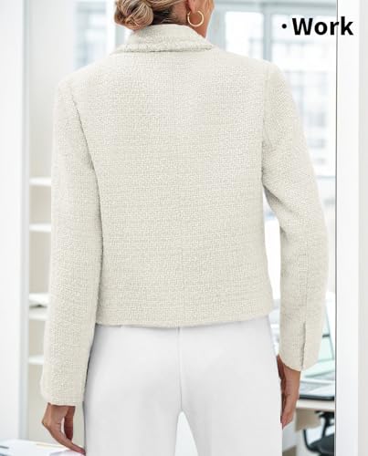 Mina Self 2025 Fall Women's Tweed Blazer Jacket - Fashion Warm Fully Lined Elegant Trendy Casual Cute Coat with Pockets4