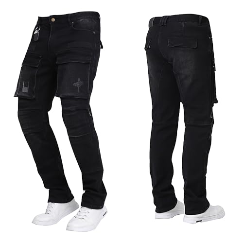 Motorcycle Pants Mens, Made of high-Strength wear-Resistant Fabric - Motorcycle Riding Pants are Also Work Pants with Armor (US, Waist, 34, Regular, Black)