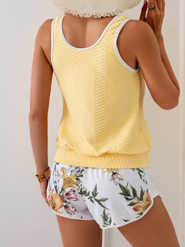 Image of Aidonger Women's Tankini Swimsuit Modest Two Piece Bathing Suit Tummy Control Athletic Blouson Tank Top with Short Bottoms