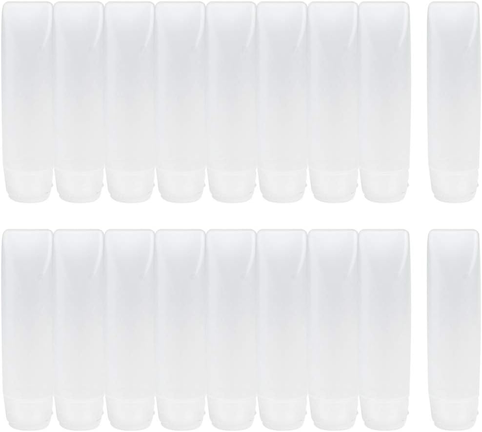 Nydotd 18 Pack Travel Size Plastic Squeeze Bottles for Liquids, TSA Approved Travel Bottles Makeup Toiletry Cosmetic Containers Leak-Proof Travel Containers with Flip Caps Refillable, Clear, 30ML