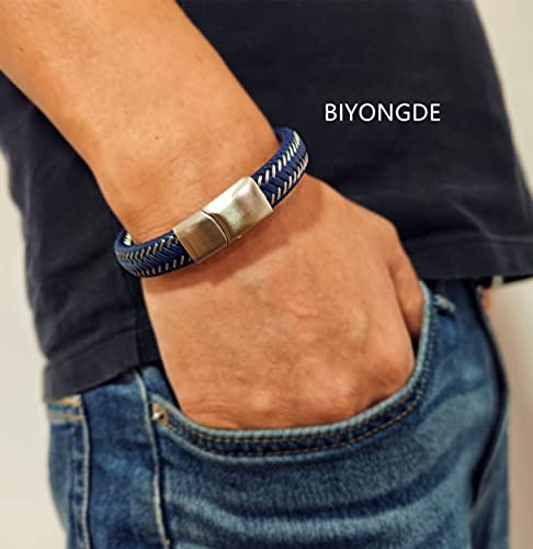 Leather Interwoven with Stainless Steel Cable Braided Bangle Bracelet Mens Womens Minimalist2