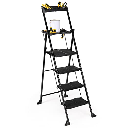 Alpurlad 4 step ladder with 2 tool platform lightweight…
