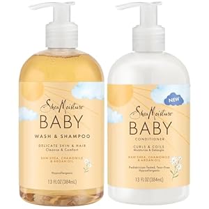 Shea Moisture Baby Care Set – Baby Wash & Shampoo + Baby Conditioner, Delicate Skin & Hair Care, Moisturizer & Detangler for Coily & Curly Hair, 13 Oz Ea (2 Piece Set)