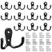 Produktbild Bolatus 12 Stück Kleiderhaken, Haken Garderobe Doppelt Wandhaken Retro Haken Wand Metall Kleiderhaken Vintage mit 48 Schrauben für Garderobenhaken Badezimmer Küche(Schwarz)