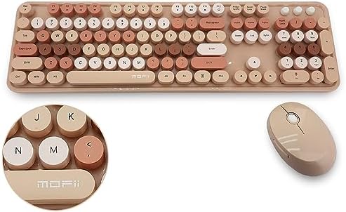 Coverzone Mofii Kablosuz Klavye Ve Mouse Set 104 Tuşlu Pc Notebook Uyumlu Klayve ve Fare 136mm x 445mm ZR513 (Kahverengi) - Görsel 1