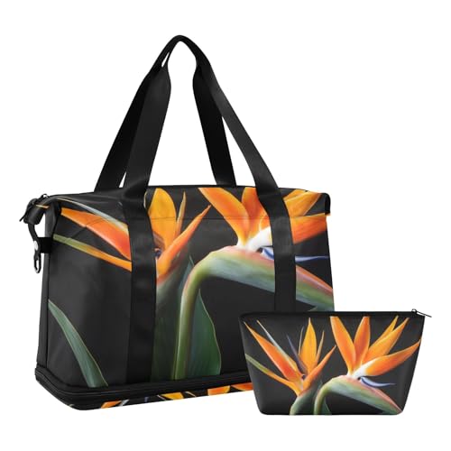 Travel Duffel Gym Sports Luggage Bag Expandable Large Capacity Strelitzia Reginae Flowers Sports Bag for Women and Men - Main Image