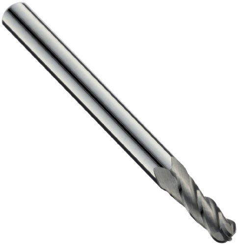 Niagara Cutter N59901 Carbide Ball Nose End Mill, Inch, Uncoated (Bright) Finish, Roughing and Finishing Cut, 30 Degree Helix, 4 Flutes, 0.063