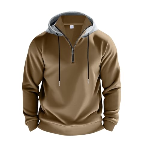 Ymosrh Men's Casual Hoodies, Long Sleeve Quarter Zip Fall Winter Athletic Workout Hiking Hooded Sweatshirt Pullover, S-4XL3