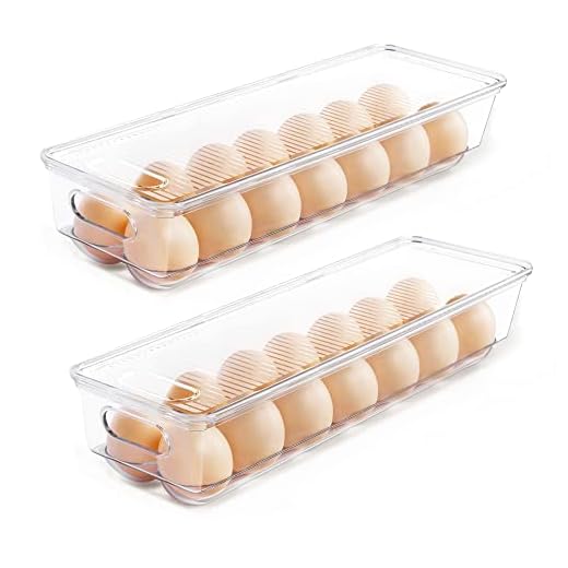 Vtopmart Lot de 2 supports à œufs pour réfrigérateur, 14 œufs empilables en plastique avec couvercles, récipient de rangement pour œufs pour réfrigérateur (14 œufs/2 pièces)
