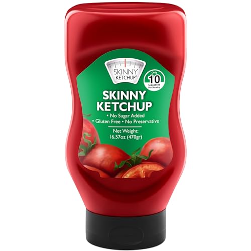 Skinny Ketchup No Sugar Added | Classic Flavor Organic Unsweetened Ketchup | Vegan, Kosher, Keto Ketchup | 16.57 Oz | Low Sugar Ketchup | Ideal for Keto, Veggie, and Low Sugar Diets! by Skinny Pasta