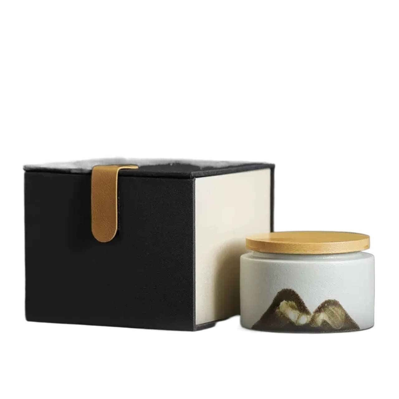 Hhaoran-9868 Ceramic Tea Canister Portable Ceramic Tea Jar Retro Sealed Bulk Food Canisters for Kitchen(White)
