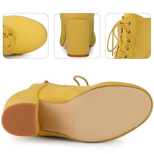 Perphy Round Toe Chunky High Heel Lace Up Ankle Boots for Women3