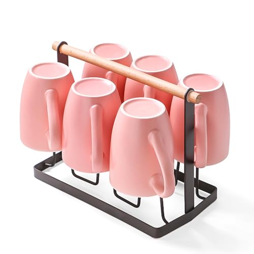 Taza de café cerámica 350ml con asa color rosa miniatura 3