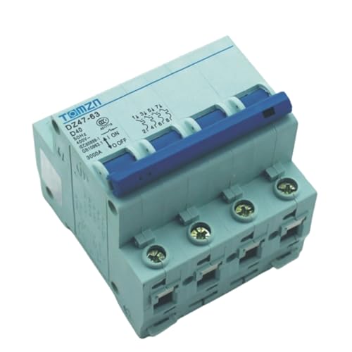 Disyuntores MCB 40A tipo C con corte tetrapolar para evitar sobrecargas en líneas trifásicas