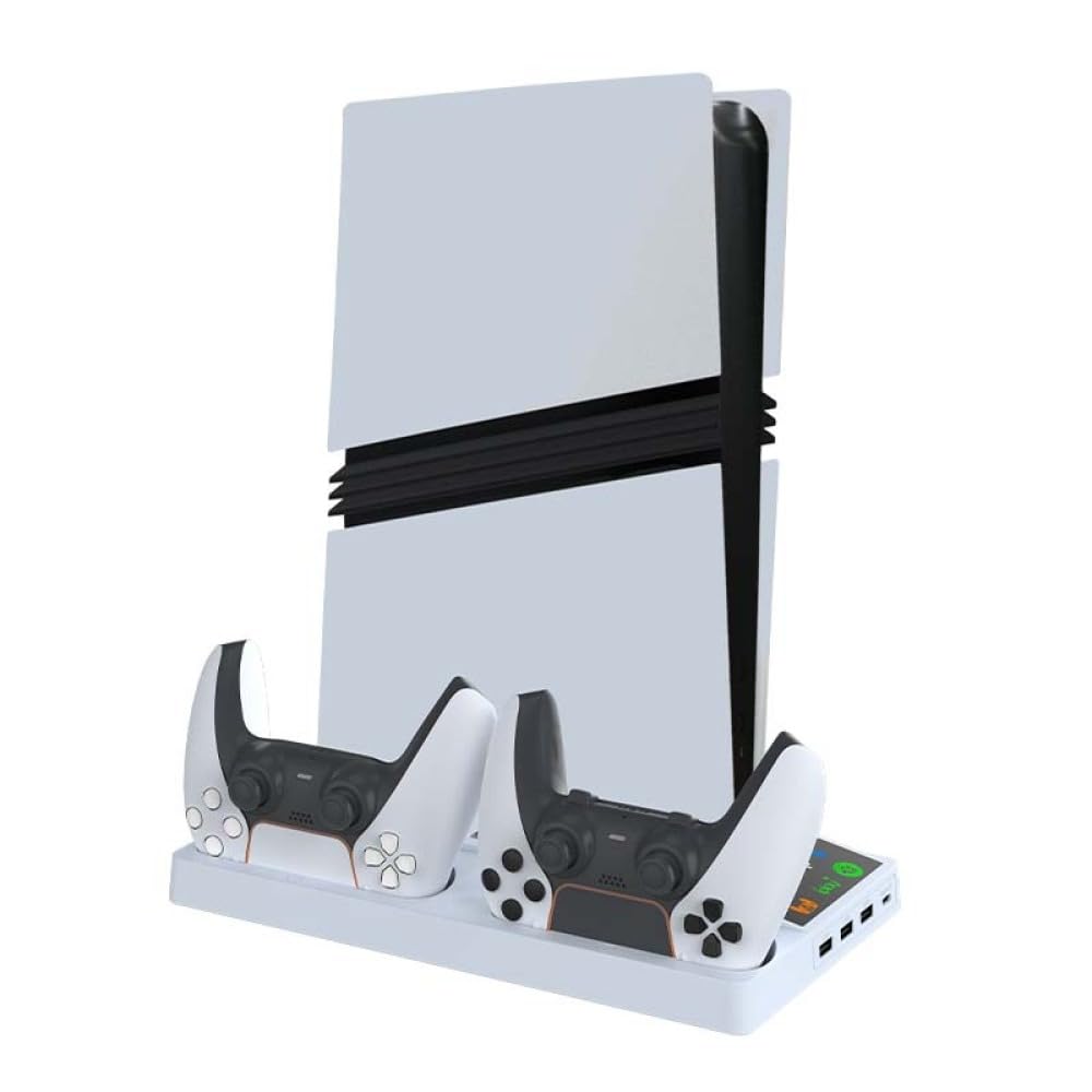 Supporto verticale di raffreddamento per console PS5 Pro, base di raffreddamento per controller PS5, base sottile per console di gioco, staffa di ricarica con gancio per cuffie, accessori (nero)