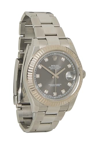 Pre-loved Grey Stainless Steel Rhodium & Diamond Datejust 116334 41mm, Grey