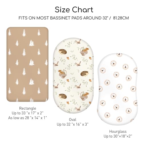 Image of Bassinet Sheets 3 Pack, Breathable Cozy Fitted Mattress Sheet, Elastic Travel Bassinet Fashionable, Standard Cradle Safe Sheets for Baby Boy Girls 32 inch x 16 inch Jungle Animal