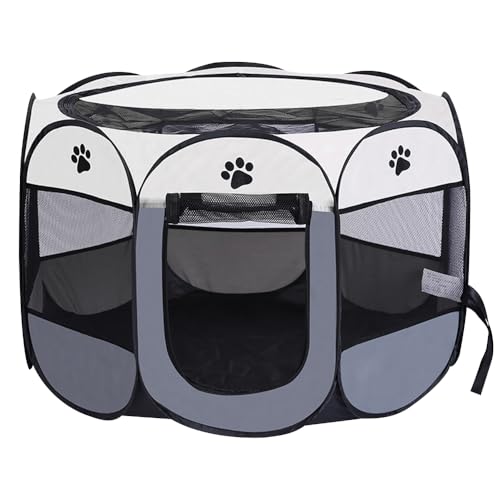 Vmxlso Welpenauslauf Faltbar, 73 x 73 x 43 cm welpenauslauf für Drinnen, Laufstall Hund Pop-Up, Hundelaufstall für Wohnung, Hundeauslauf für Innen Hasen Katzen, Indoor Outdoor Reisen Camping
