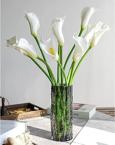 ZYTUYO White Calla Lily Artificial Flowers PU 25inch 6pcs Faux Long Stem Flowers