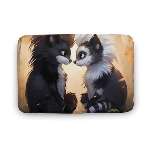 Skunks Love Coral Velvet Rugs Non-Slip Bathroom Rugs Soft Kitchen Rug Floor Carpet for Home Decor 15.7