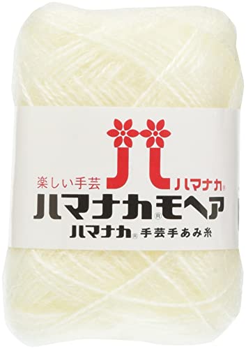 ハマナカ モヘア 毛糸 並太 col.1 ホワイト 系 25g 約100m 5玉セット 0019（Amazon）
