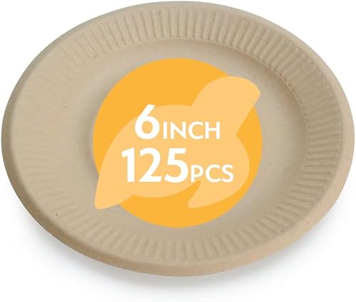 Miniatura 7 de Platos de papel desechables 100% compostables a granel 10 pulgadas, 3 comp 125 paquetes, platos de bambú, ecológicos, biodegradables, resistentes
