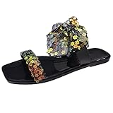 Sommer Sandalen Damen Elegant Damenschuhe Sommer Karree Hausschuhe Mode Spitze Schleife Glitzer Pailletten Sandalen Schuhe Damen Stiefeletten Frühjahr
