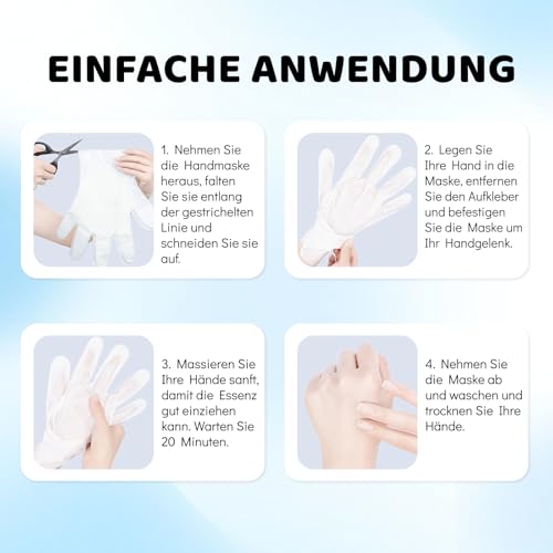 Aokitec Handmaske, 5 Paar Handmaske Handschuhe zur Reparatur trockener Hände, Feuchtigkeitshandschuhe zur Nagelpflege nach der Entfernung von Nailart, Handpflege für Männer und Frauen