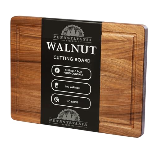 Tabla de Cortar de Madera de Nogal Pennsylvania Woodworks con Ranura para Jugos, 43,18 x 35,56 cm, Hecha con Madera de Nogal Estadounidense Premium en EE.UU. miniatura 1