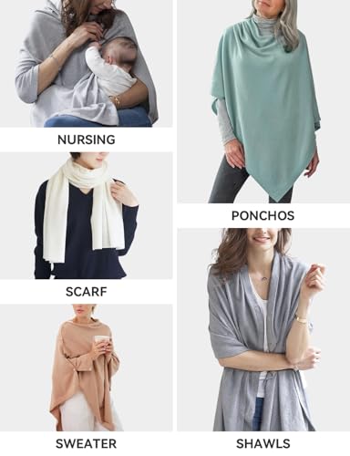 MissShorthair Women's Lightweight Knitted Scarf Poncho Sweater Cape Shawl Versatile Spring Summer Ponchos Wraps3