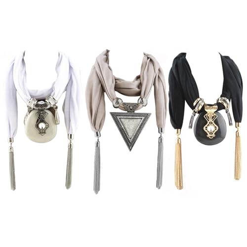 Women Fashion Bohemian Ethnic Jewelry Water Drop Pendant Scarf Necklace Scarves For Women Lightweight Fall Colors2