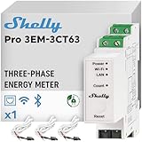 Shelly Pro 3EM - 3CT63, WLAN und LAN 3-Phasen-Energiezähler & Stromwandler, 63А, Echtzeit-Energieüberwachung, kein Hub Erforderlich, Solar-/Grid-Metering, kein Integriertes Relais, PV-kompatibel