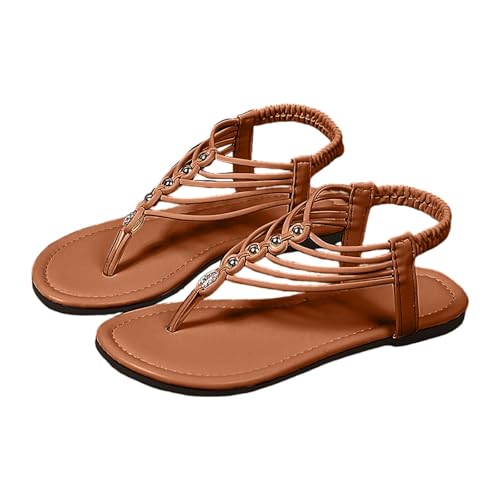 Genérico Sandalias Planos Mujer De Verano Sandalias De Punta Abierta Con Pies Anchos Sandalia Bohemio Clip Toe Pisos Comodos Y Antideslizantes Elegantes Para Playa Fiestas Vacaciones