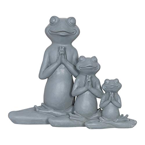 Exhart Three Meditating Yoga Garden Frogs Statue, Durable Resin Stone Finish, Cute Yard Décor,11"X9" #TOP7