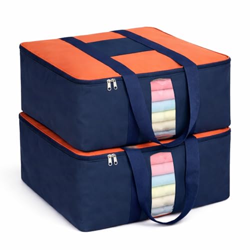 Image of EASY HOME 70 litre Under bed Storage Bags for Clothes | Cloth Storage Organizer with Zip Closure | Wardrobe Bag for Sarees, Quilts & Blankets | Moisture Proof Nylon Cover Bag (54x46x28 cm, Medium)