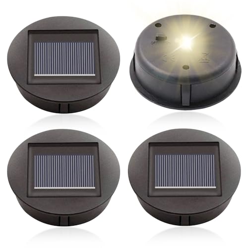 mizikuu 4 Stück Solarleuchten Ersatzteile, 8cm Leuchtmitteln Solarpanel Laterne Deckel LED Wasserdicht Solarleuchten Ersatz Top für Solar Gartenleuchten, Solarlaterne und DIY