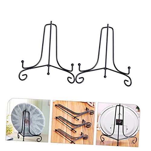 Housoutil 2 Peças De Ferro Forjado Porta-Retrato Porta-Retrato Pequeno Cavalete Suporte Placa Suport