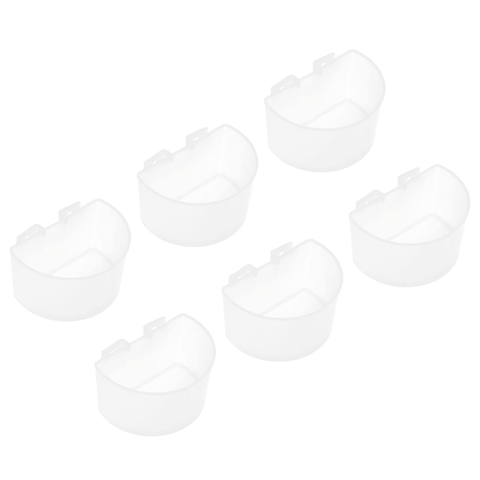 PATIKIL Mini Bird Feeder Cage Cups - 8 Pack White Plastic Hanging Water & Food Bowls For Birds And Small Pets