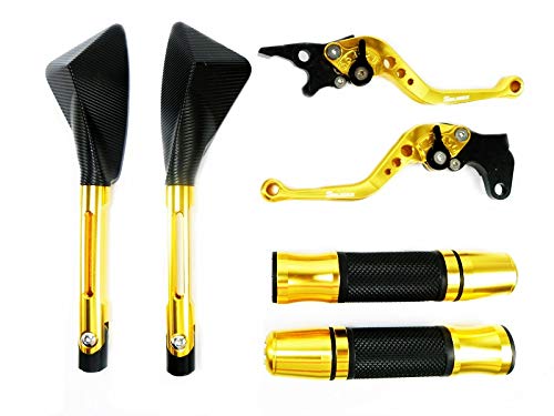 Kit Retrovisor Tomok+Manete Curto+Manopla Esportiva c/Peso Honda CB300R Dourado