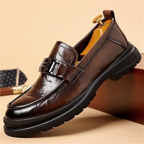 Men's British Style Slip-On Loafers Genuine Leather Breathable Business Casual Dress Shoes Spring Comfortable Driving Moccasins2